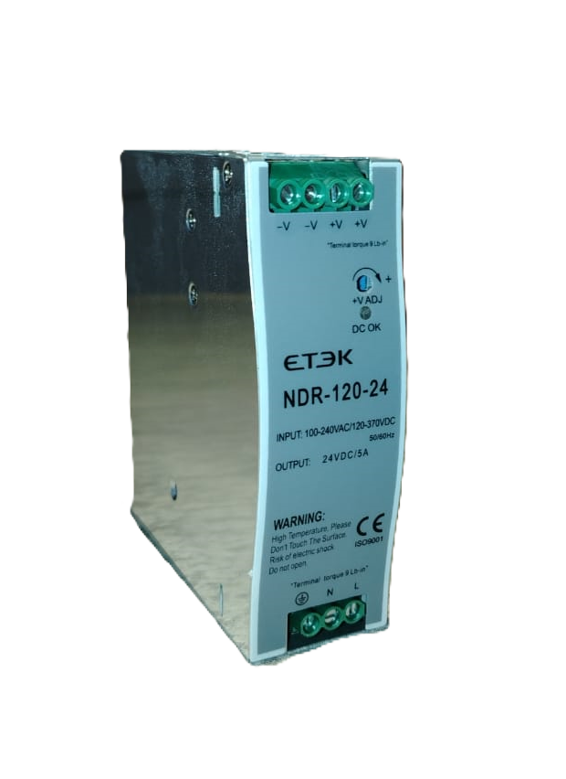 NDR-120-24 ETEK POWER SUPPLY - SWITCH MODE - Iron Side Electrical and Automation